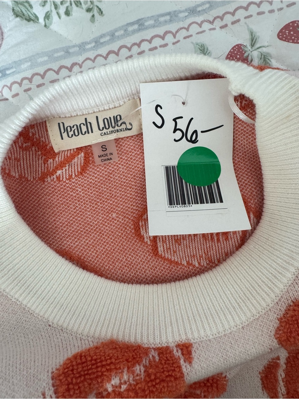 Orange Football-Print Puff Sleeve Knit Top - Picture 3 of 3